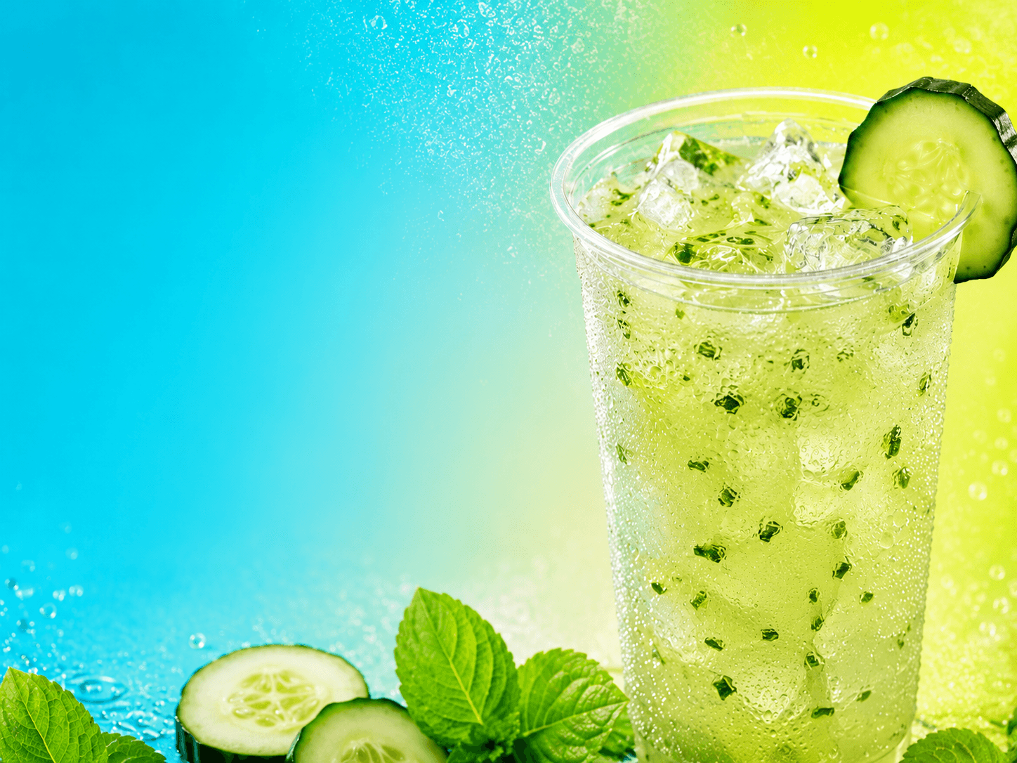 Cucumber and lime agua fresca over ice